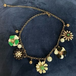 Fun summer necklace, flowers and pearls and bronze balls.